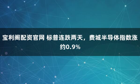 宝利阁配资官网 标普连跌两天，费城半导体指数涨约0.9%